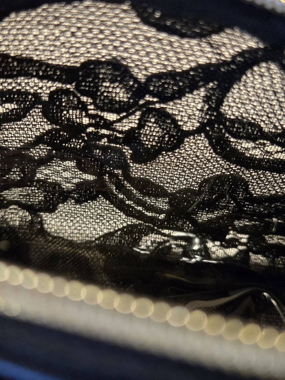 Victoria's Secret Black Lace Sheer Zippered Clear Lined Cosmetic Case NWoT
